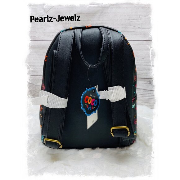 Loungefly Disney Pixar Coco Miguel Music Black Mini Backpack NWT - Picture 3 of 5